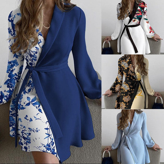 going out outfits Autumn and Winter New Lapel Simple Fashion Temperament Slim Women's Dress