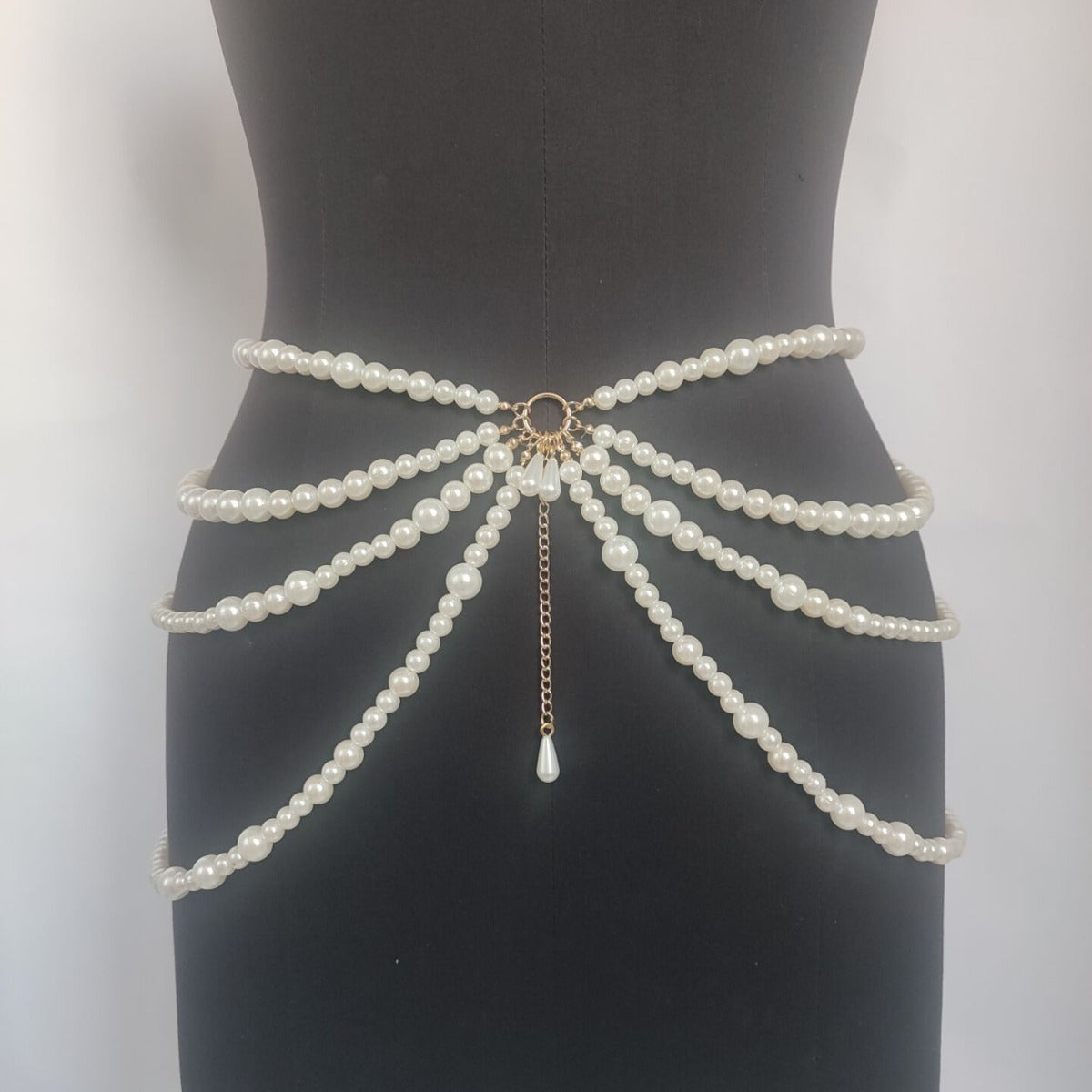 Waistchain Different Thickness Pearl Connected Multi-Layer Tassel Side Swing Chain Waist Chain Waist Decoration Personalized Belt