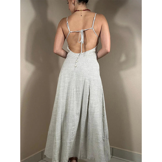 curvy casual outfits Women's Fashion Sexy Hot Girl V-neck Dress Summer Loose Backless Sling Dress Women