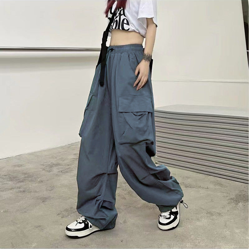 casual fall outfits American Retro Workwear Casual Pants Women's Spring and Autumn Straight Draping Ankle-Tied Trousers Loose Wide-Leg Pants Ins