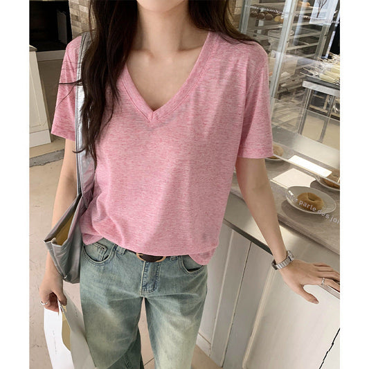 discover style ideas Hengbin Tai Short-Sleeved T-shirt Women's Summer Loose Design White Slimming Niche Half-Sleeved T-shirt Lazy Top