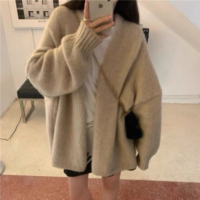 discover style ideas Lazy Style Gentle Cardigan Loose Sweater Spring and Autumn New Outerwear Mohair Thickened Knitted Coat