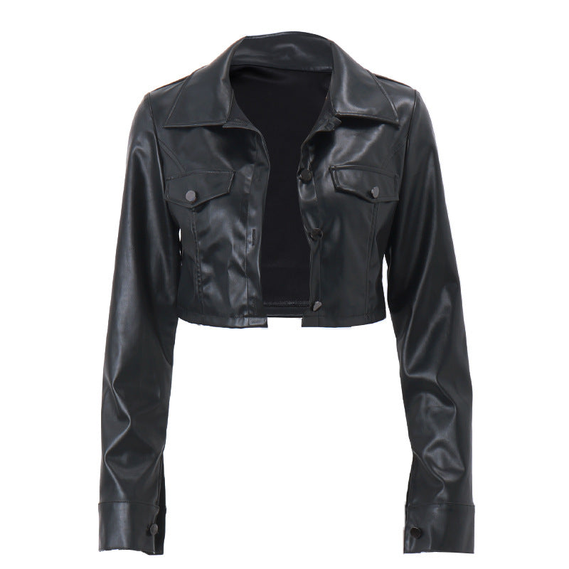 fashion outfits Autumn Women's Sexy Cropped Hot Girl Motorcycle Clothes Single-Breasted Jacket Jacket