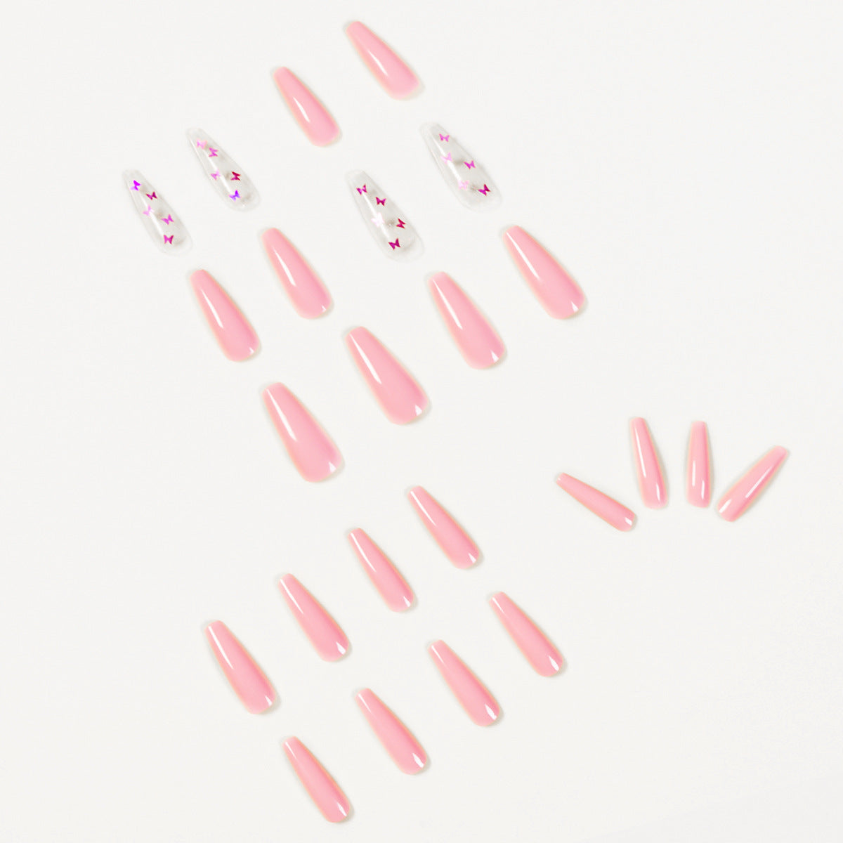 Pink Laser Butterfly Wear Manicure Finished Fake Nail Nail Nail Patch Nail