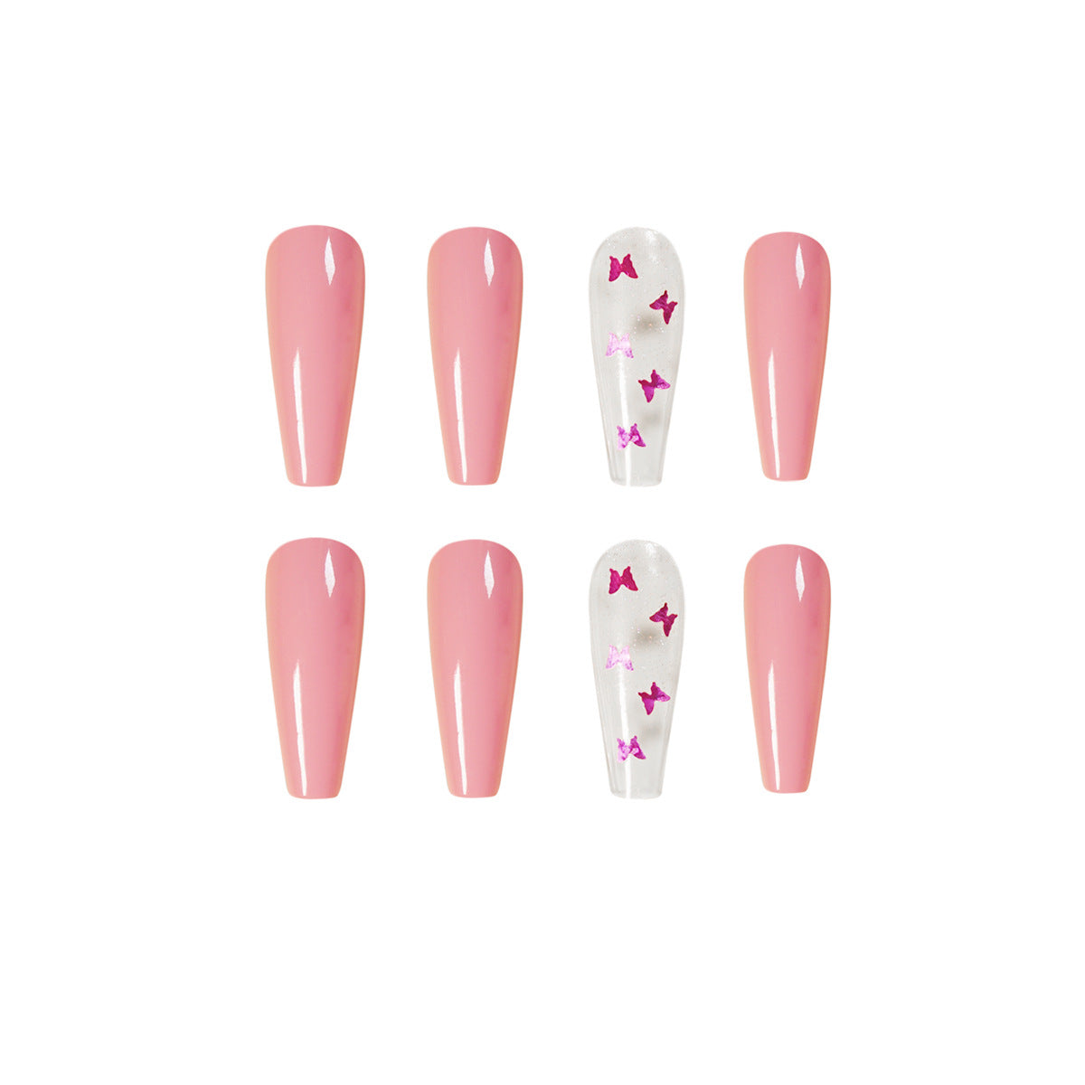 Pink Laser Butterfly Wear Manicure Finished Fake Nail Nail Nail Patch Nail