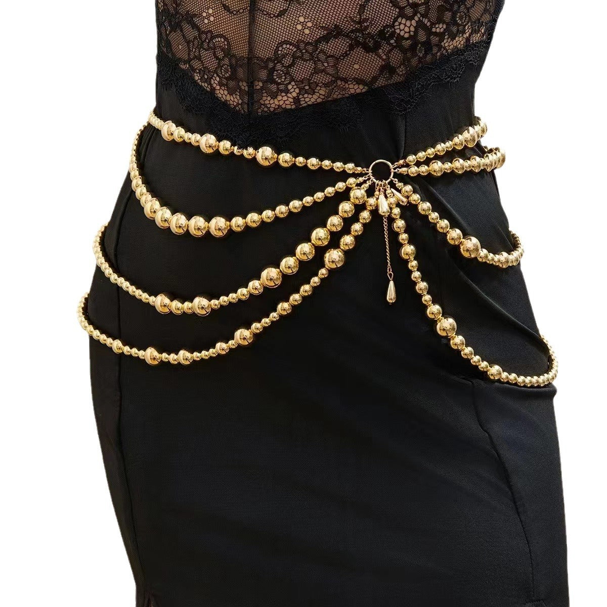 Waistchain Different Thickness Pearl Connected Multi-Layer Tassel Side Swing Chain Waist Chain Waist Decoration Personalized Belt