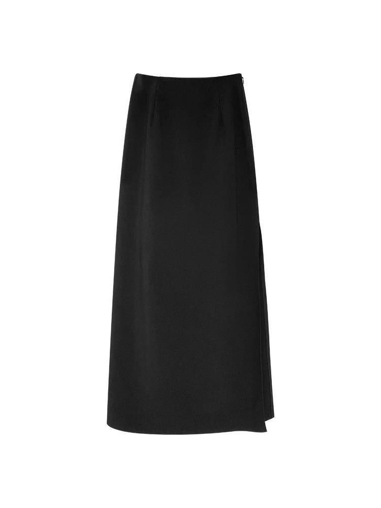 curvy casual outfits Spring and Autumn Black Skirt Women's Split Long High Waist Draping A- line Cover Slim Straight Skirt