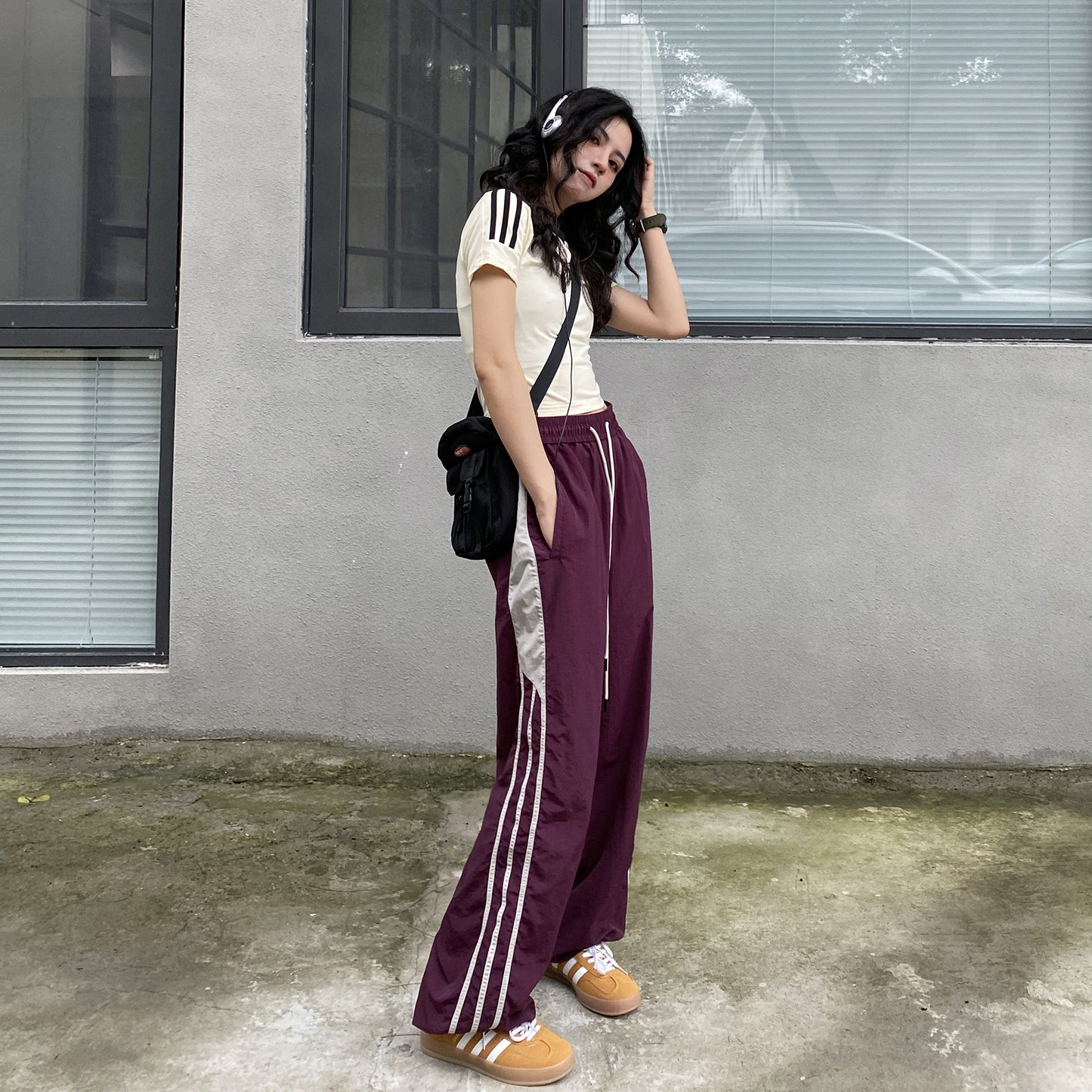 shamar American High Street Sports Wide-Leg Pants Women's Autumn Outdoor Quick-Drying Loose Casual Ankle-Tied Long Pants Fashion