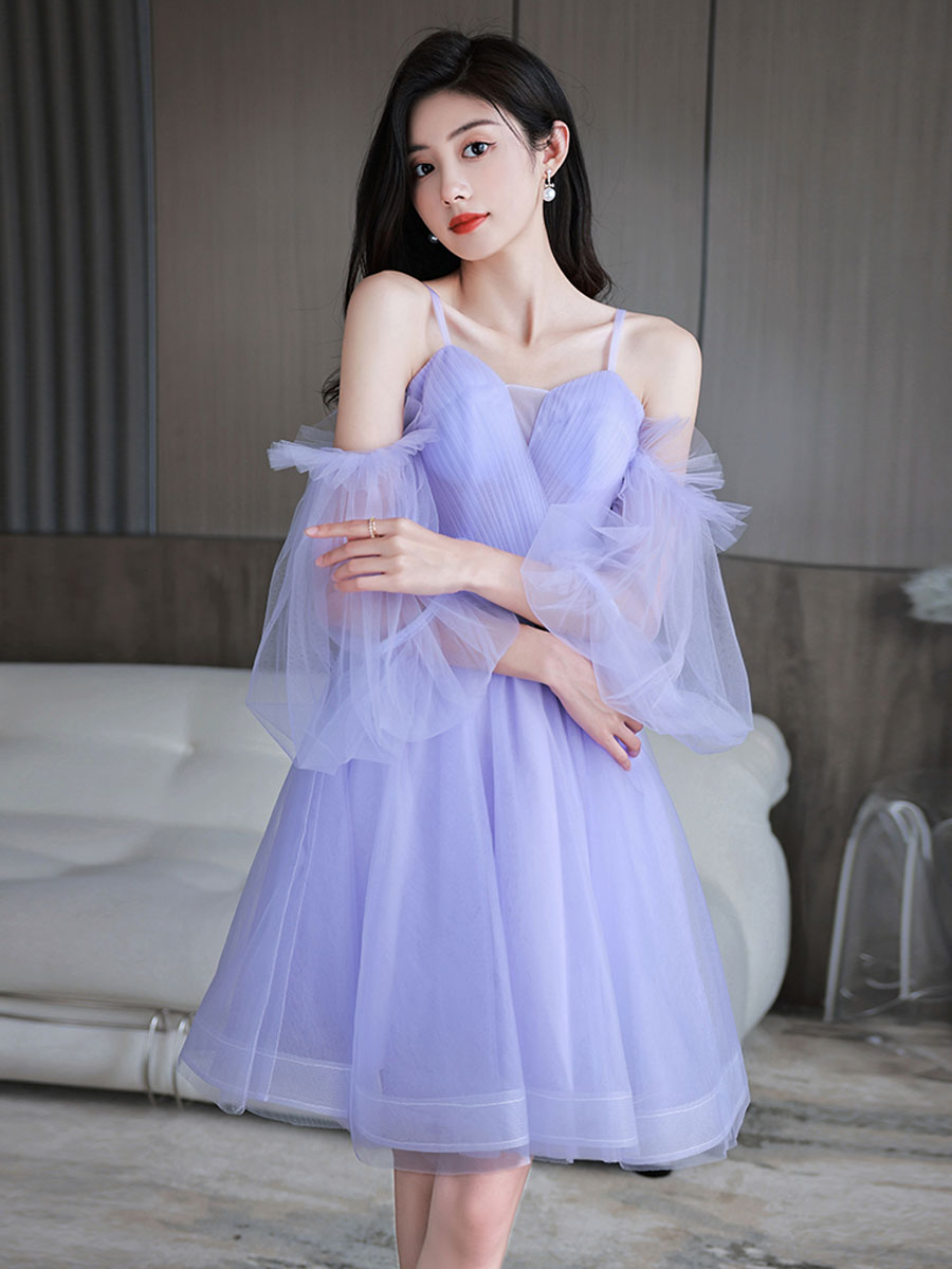 Ddbos Cute Sweetheart Neck Tulle Short Prom Dress, Cute Puffy Homecoming Dress