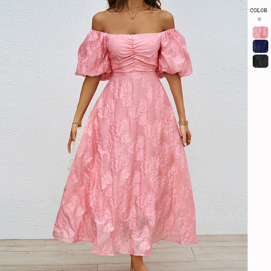 prom dresses 2024 Women's Summer New French Style Pettiskirt Puff Sleeve Waist-Tight Temperament Dress