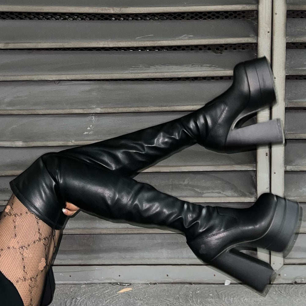 shoes Autumn and Winter Fashion Platform Banquet Women's Shoes 40-43 plus Size over-the-Knee Boots