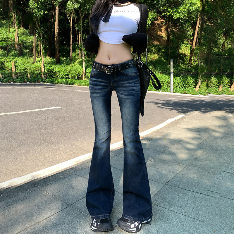 2000s fashion Low Waist Skinny Jeans for Women Early Autumn American Hot Girl Slim Fit Slimming Stretch All-Match Retro Flared Pants