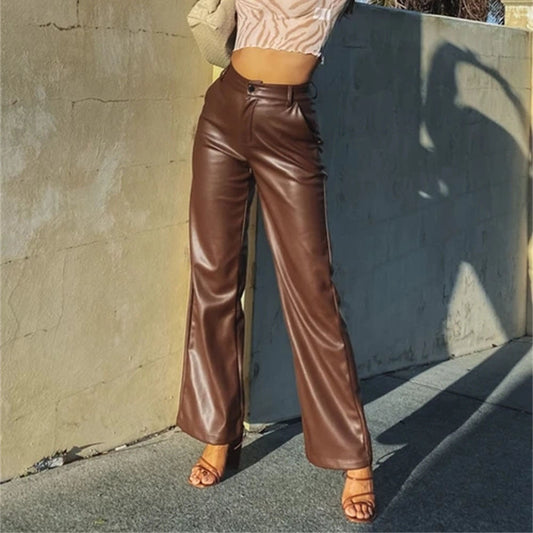 lookbook outfits Leather Pants Fashion New Women's High Elastic PU Leather Pants Leggings Women's Pants