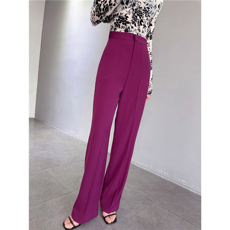 curvy casual outfits Spring and Autumn Purple Pants Wide-Leg Pants Women's Draping High Waist Slimming Straight Pants Casual Suit Pants