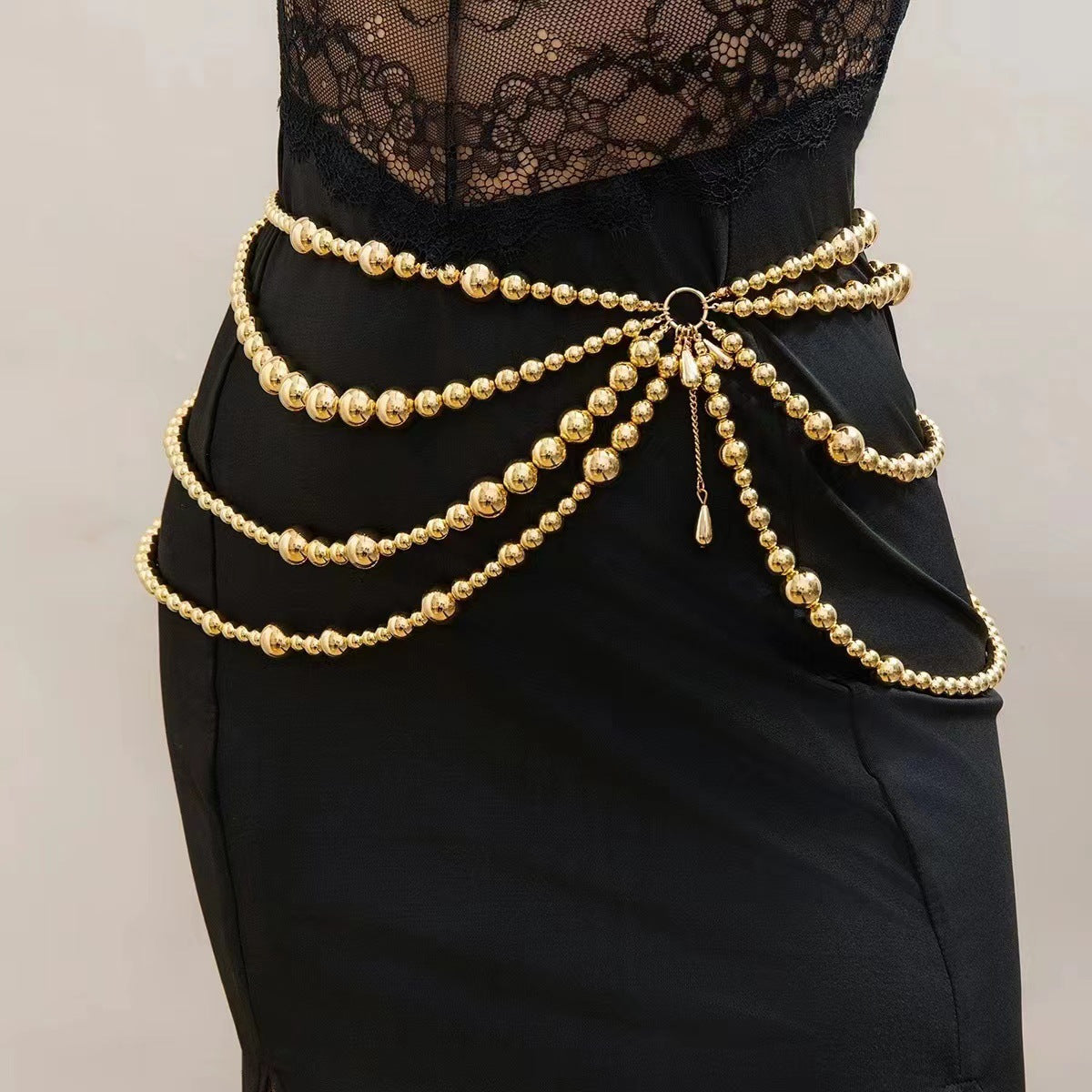 Waistchain Different Thickness Pearl Connected Multi-Layer Tassel Side Swing Chain Waist Chain Waist Decoration Personalized Belt