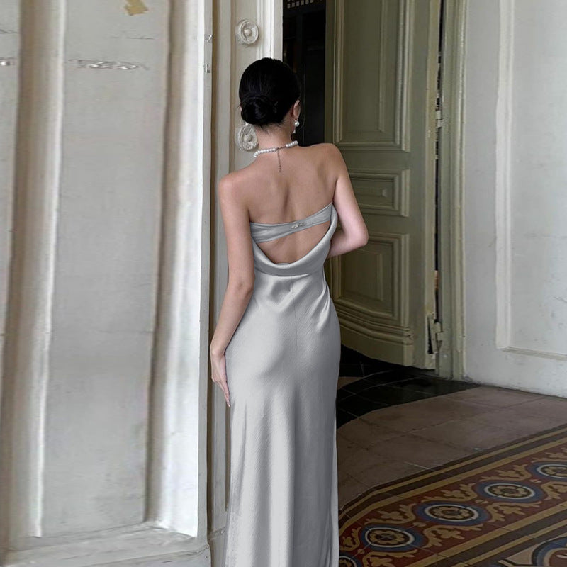 prom dresses Sweet French Style High-End Backless Evening Dress Elegant Socialite Style High-End Elegant Dress