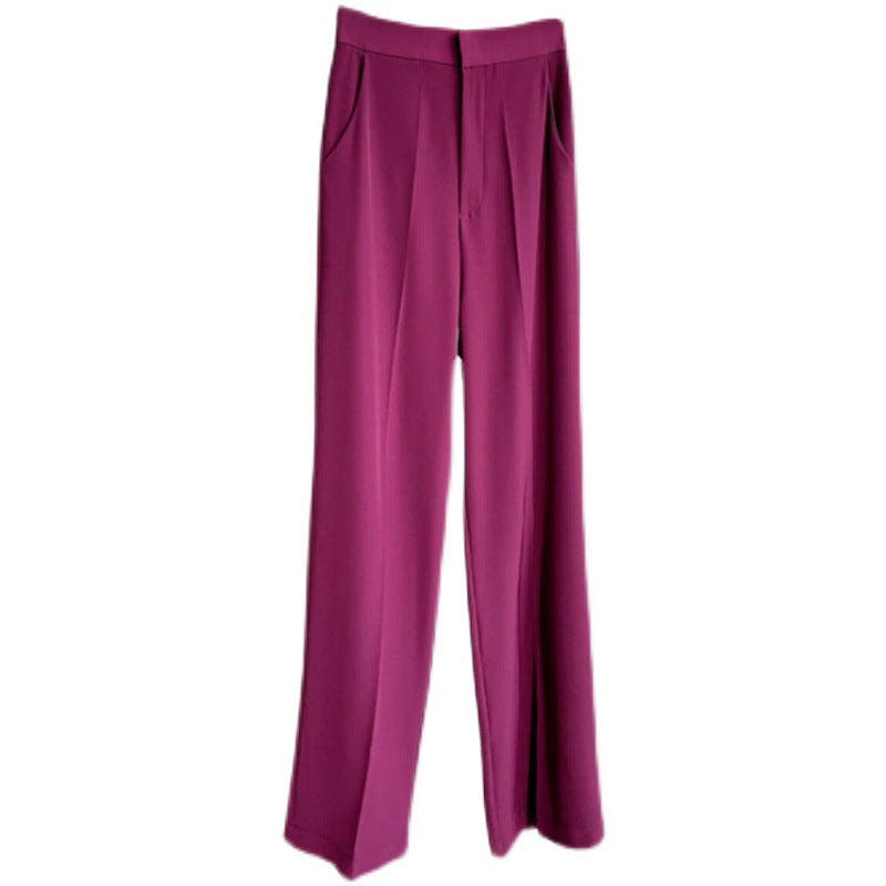 curvy casual outfits Spring and Autumn Purple Pants Wide-Leg Pants Women's Draping High Waist Slimming Straight Pants Casual Suit Pants