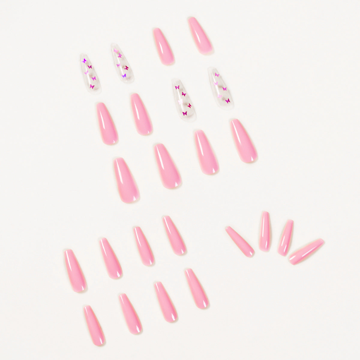 Pink Laser Butterfly Wear Manicure Finished Fake Nail Nail Nail Patch Nail