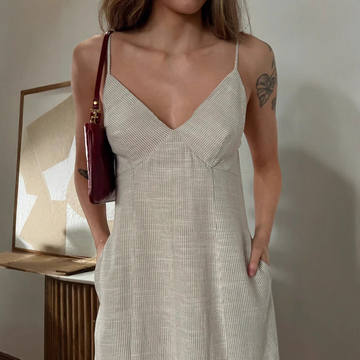 curvy casual outfits Women's Fashion Sexy Hot Girl V-neck Dress Summer Loose Backless Sling Dress Women