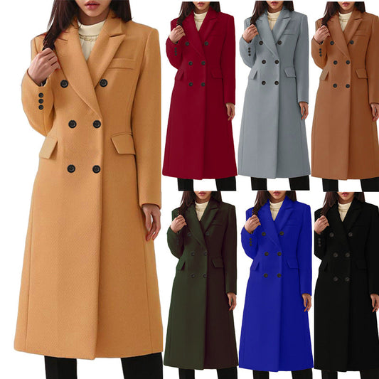 business casual outfits Autumn and Winter Long plus Size Woolen Women's Coat EBay Woolen Coat Seven Colors Size 8 Hair