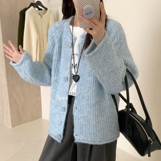 fall outfits 2024 Autumn New Gentle All-Match round Neck Large Button Knitted Cardigan Outer Wear Top Women's Loose Lazy Sweater Coat