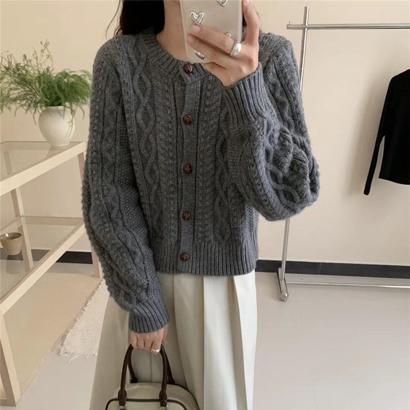 trending fall outfits Japanese Retro Twist Knitted Cardigan Women's Autumn and Winter Lazy Style Loose Soft Glutinous Short Thickened Sweater Coat