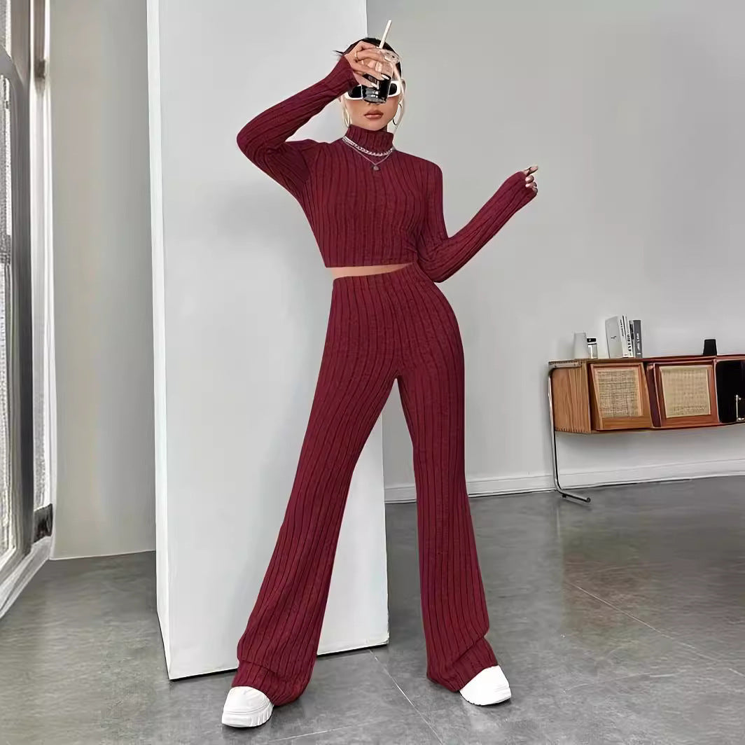 nba outfit for women Tight Fashion Solid Color Women's Suit Long-Sleeved Sweater Bottoming Shirt