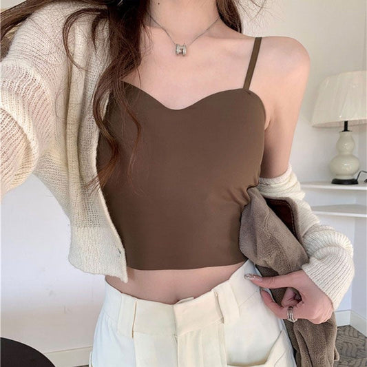 picture day outfit Seamless Ice Silk Beauty Back Strap Summer Thin with Chest Pad One-Piece Fixed Cup Pure Slimming All-Match Outer Vest