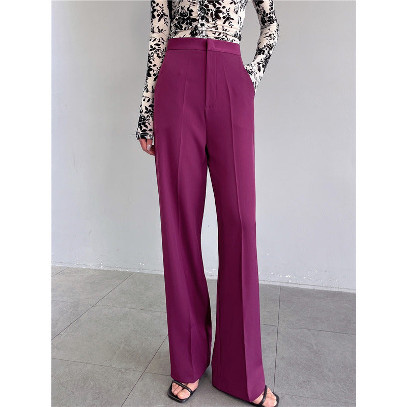 curvy casual outfits Spring and Autumn Purple Pants Wide-Leg Pants Women's Draping High Waist Slimming Straight Pants Casual Suit Pants