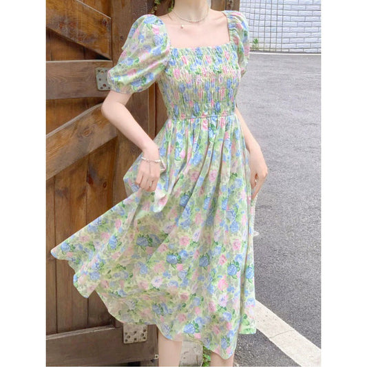 church outfit Elegant Floral Dress Summer New Belly-Covering Mid-Length Dress for Women