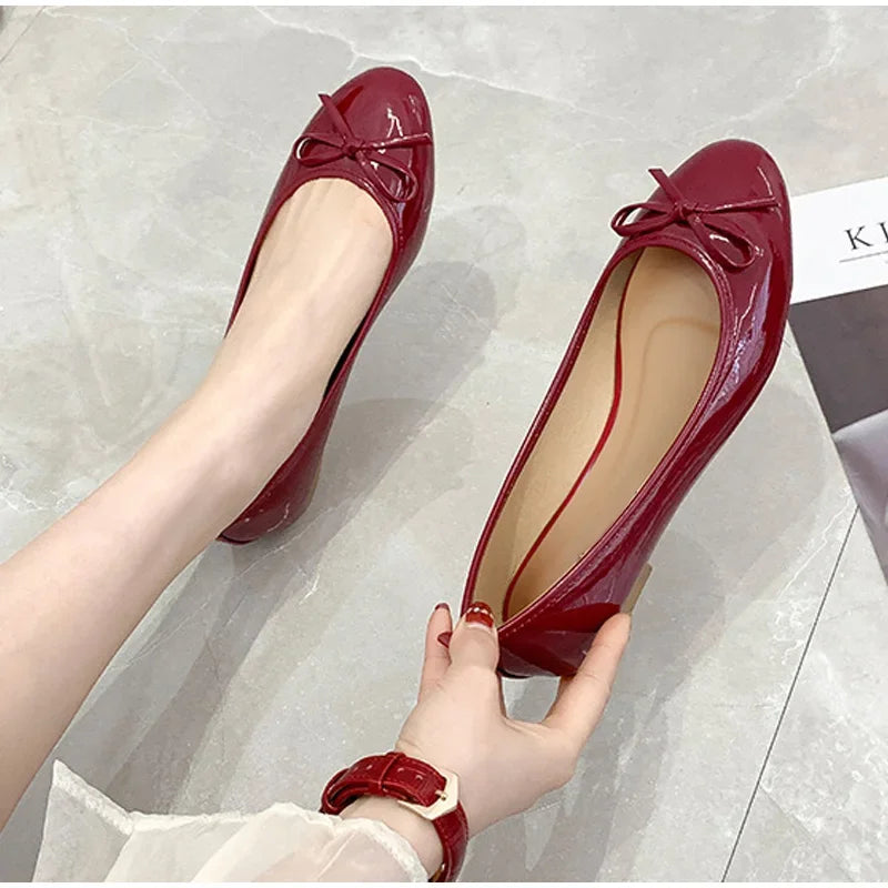 Ddbos Women's Casual Patent Leather Korean Shoes Ladies Bowknot Shallow Elegant Female Moccasins Summer Autumn Flats Shoe