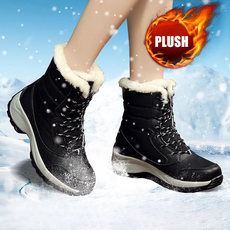 Ddbos Ankel Boots for Women Winter Outdoor Warm Snow Boots Chunky Platform Waterproof Non-slip Warm Shoes Woman Boots Plus Size Casual