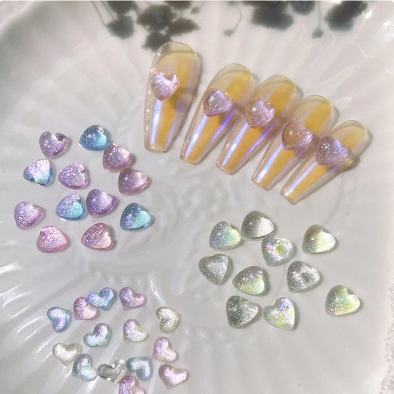 3d Nail Charms Art Love Heart Nail Rhinestones Natural Crystal Stone  DIY Nail Art Decorations  Nail Accessories