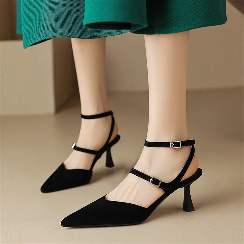 Ddbos New Sheep Suede Summer Sandals Pointed Toe Sandals Shoes for Women Handmade Women Sandals Zapatos De Mujer Gladiator Shoes