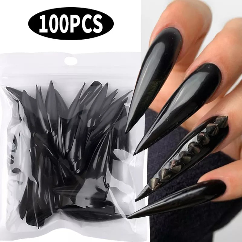 100pcs Natural Fake Nails Solid Color False Nail Tips Full Coverage Matte Acrylic False Nails Tips DIY Manicure Extension Tools