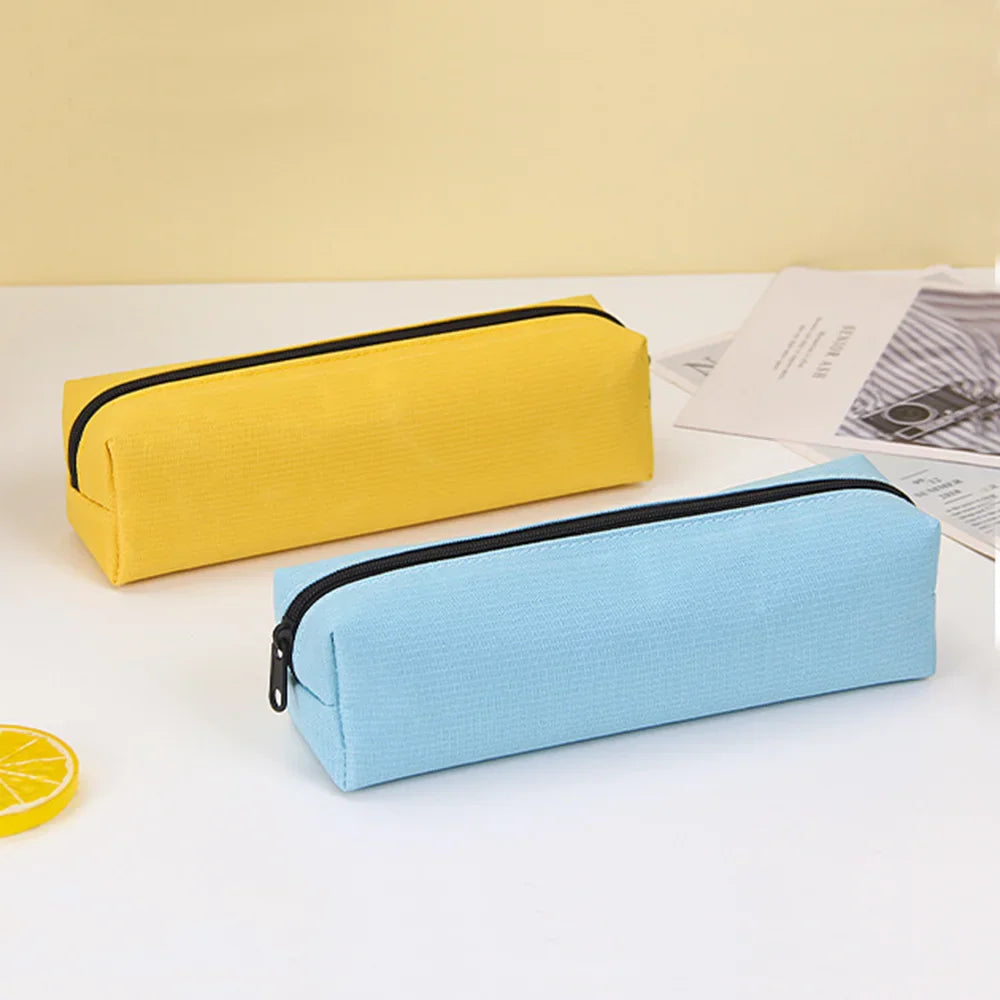 Ddbos BACK TO SCHOOL Solid Color Pencil Case Simple Pencil Bags For Student New Stationery School Supplies Kids Gift Zipper Big Cosmetic Bag