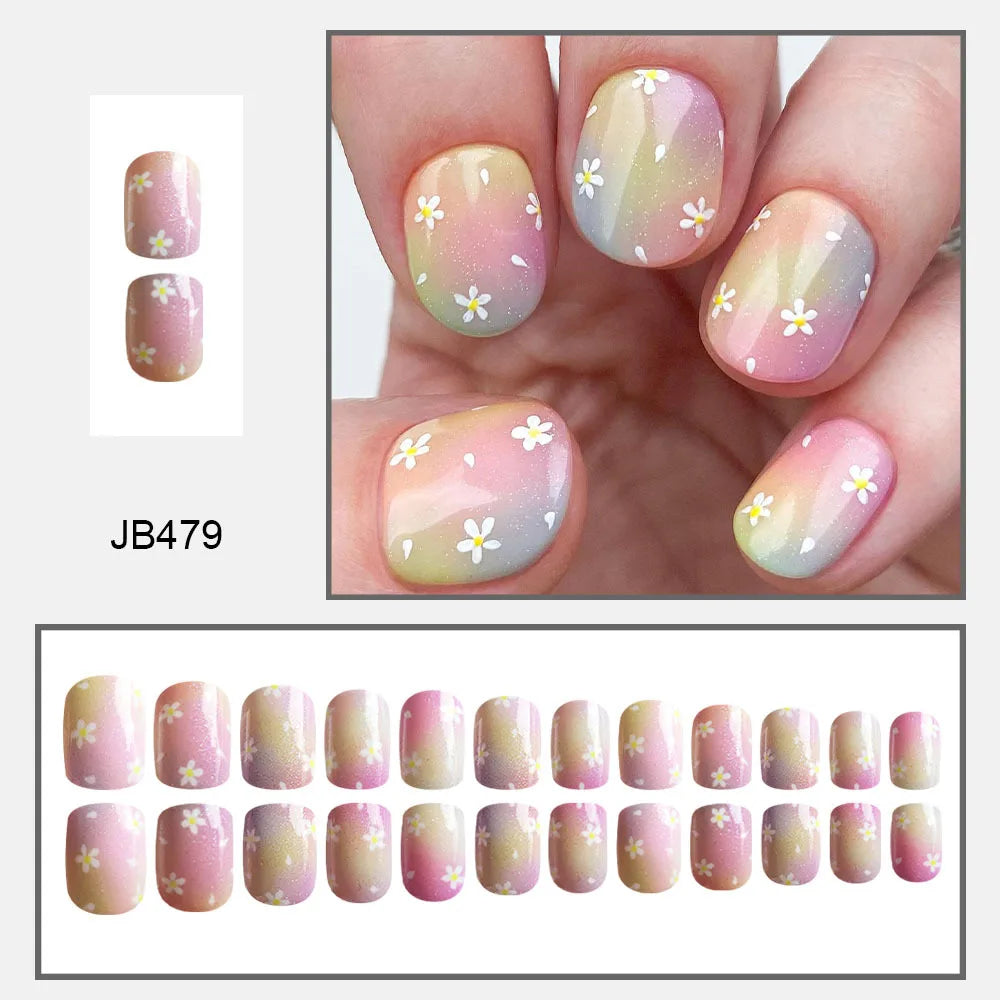 Ddbos Christmas Stiletto Fake Nails for Women Girls Golden Snowflakes Designs French Press on Nails Wearable Full Cover False Nails