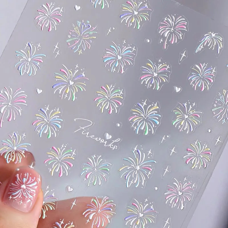 1pcs 5D Japanese Retro Flower Nail Art Stickers Elegant Pink Petal Embossed Self Adhesive Transfer Nail Decorations Decals DIY