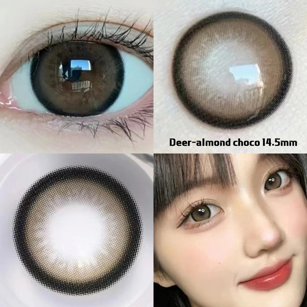 Ddbos 2PCS Brown Lenses Natural Contact Lenses for Eyes Super Beauty Eye Color Lenses Myopia Lenses With Diopters Prescription