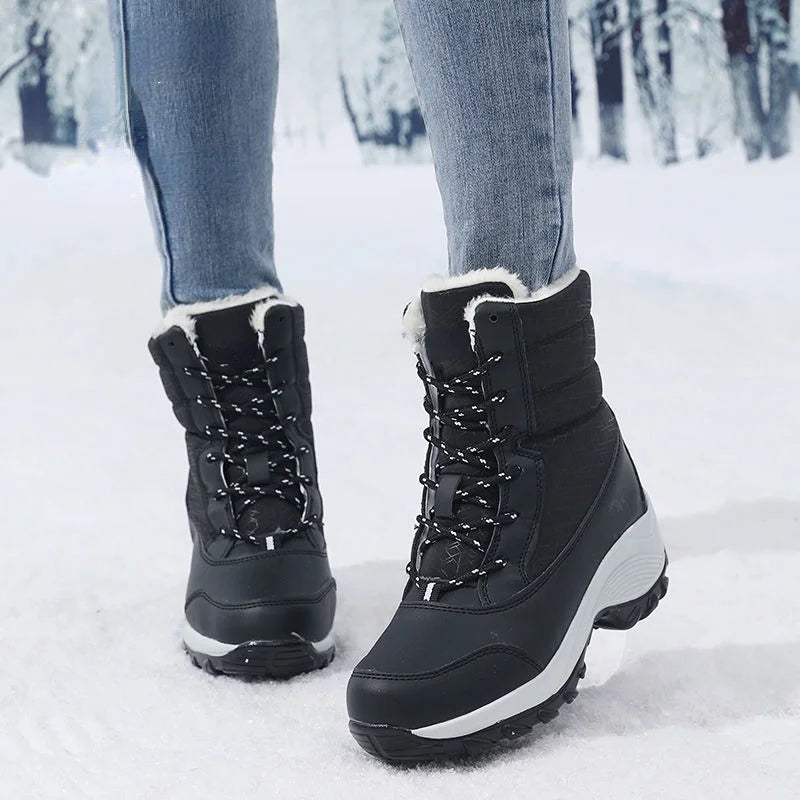 Ddbos Ankel Boots for Women Winter Outdoor Warm Snow Boots Chunky Platform Waterproof Non-slip Warm Shoes Woman Boots Plus Size Casual