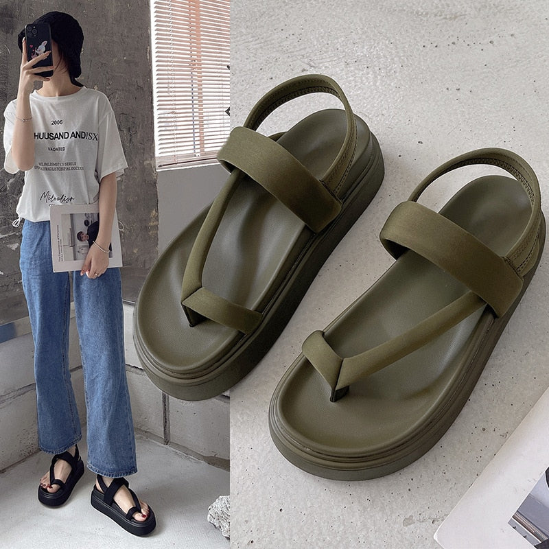 Casual Open-toe Women Sandals Non-slip Black Hook Loop Platform Sandals Shoe Female Summer Beach Shoes