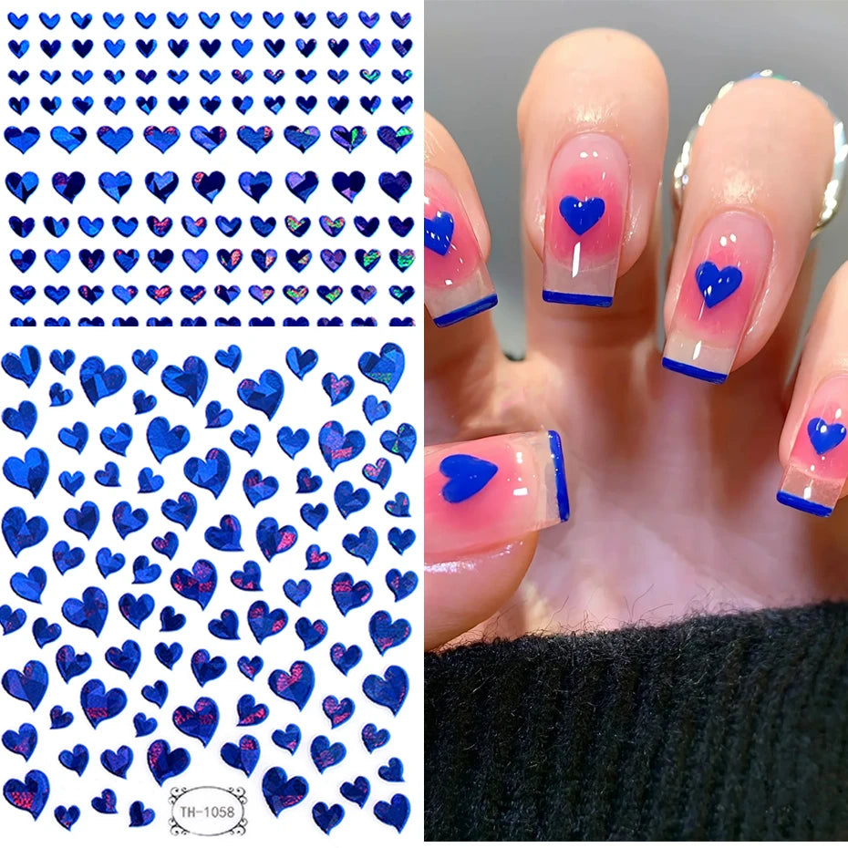 Ddbos Love Heart Nail Stickers Simple Heart Design Self-Adhesive Slider Letters Nail Art Decorations Stars Decals Manicure Accessories