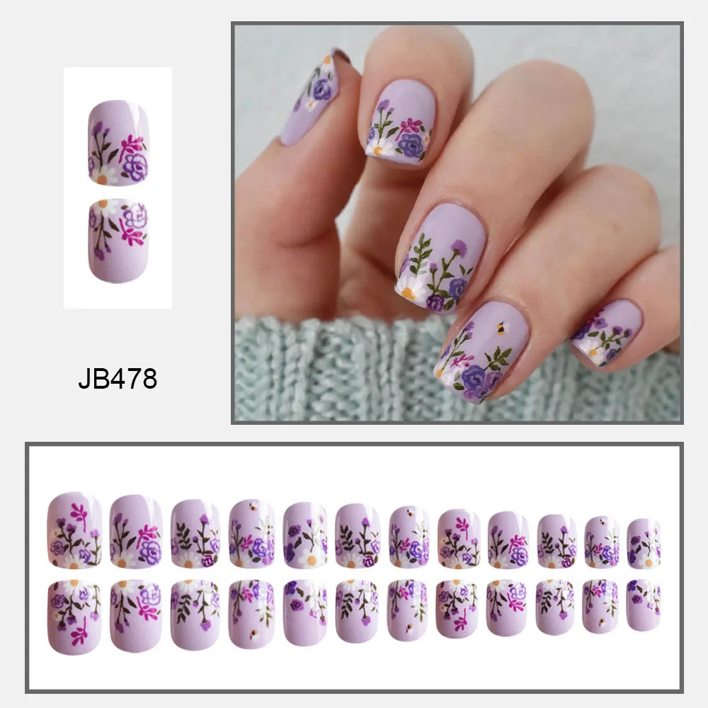 Ddbos Christmas Stiletto Fake Nails for Women Girls Golden Snowflakes Designs French Press on Nails Wearable Full Cover False Nails