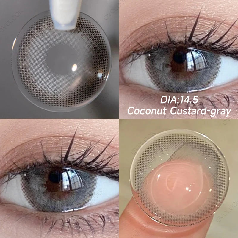 Ddbos - 2PCS Beauty Brown Color Contact Lenses for Eyes Myopia Eye Color Lenses with Diopters Natural Pupils Mystical Blue Lens