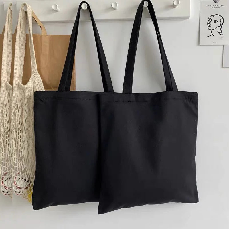 Ddbos Women Canvas Bag Fashion Blank Shopping Bag Outerdoor Casual Shopperbag girl Student handbag Tote Shoulder Lady Bags