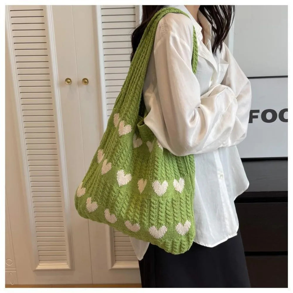 Ddbos Knitted Handbags Female Large Capacity Totes Women's Shoulder Bag Autumn Winter Bag Purses Casual Woven Shopping