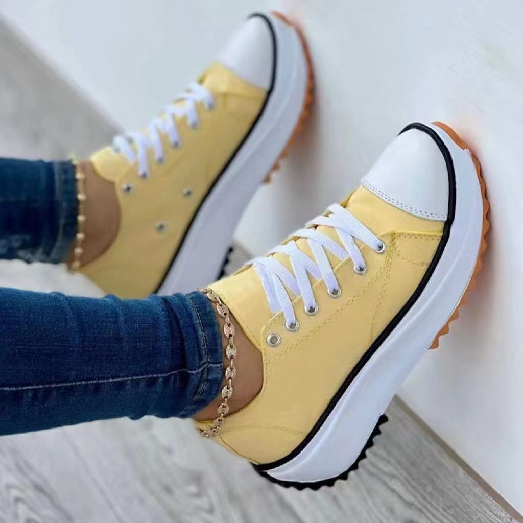 Ddbos New Woman Platform Sneakers Women Casual Shoes Female Canvas Shoes Tennis Ladies Shoes Chunky Sneakers Lace Up Shoe Plus Size