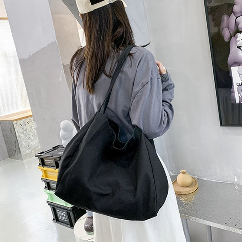 Ddbos Casual Large Capacity Canvas Shopper Totes High Quality Eco Reusable Grocery Handbag For Women Travel Shoulder Bags Daily Pouch