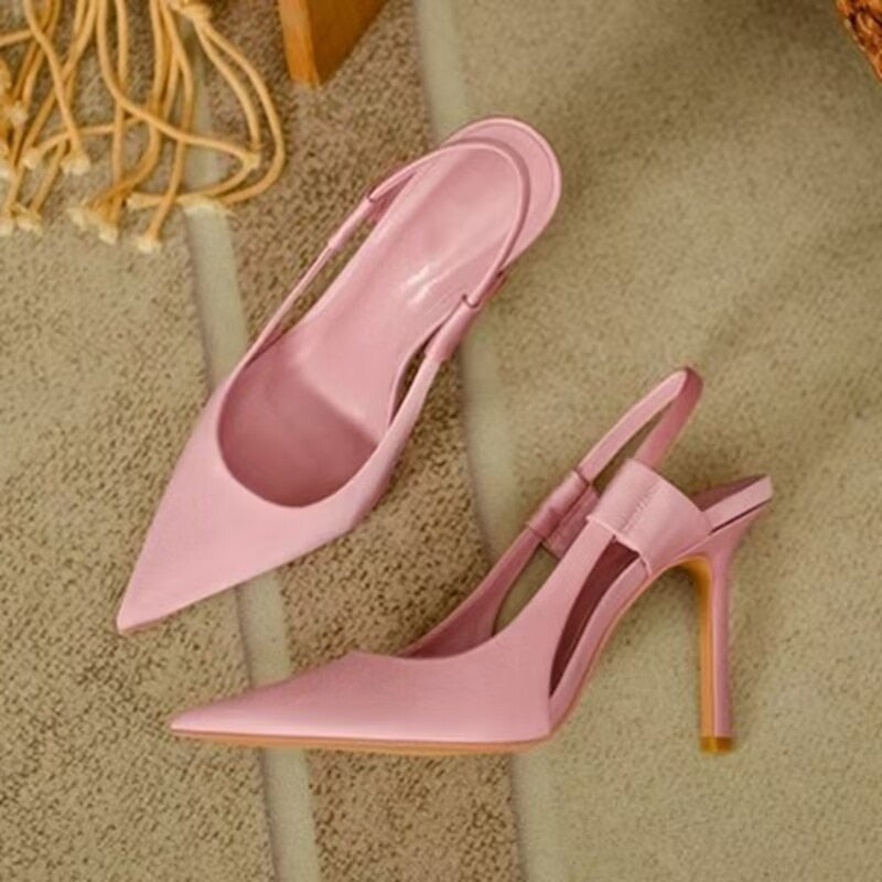 Ddbos Spring New Brand Women Slingback Sandals Pointed Toe Slip On Thin High Heel Ladies Elegant Pumps Shoes Drss Sandals