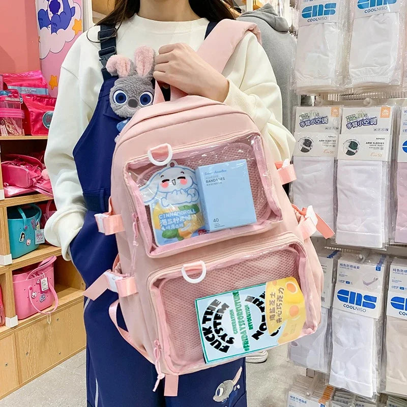 Ddbos Japanese Kawaii Itabag Women New 2024 Transparent Backpack Women Large Capacity Ita Backpack School Bags For College Student JK